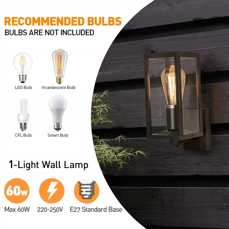HLFVLITE Buitenwandlamp Aluminium Glas Modern E27 60W — foto 3