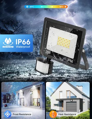 COTLEDL LED Schijnwerper Bewegingsmelder Dimbaar Afstandsbediening IP66 25W — miniatuur 5
