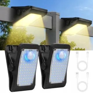 HOTUT Solarlampen Buiten Met Bewegingsmelder Clip USB IP65 2 Stuks — miniatuur 1