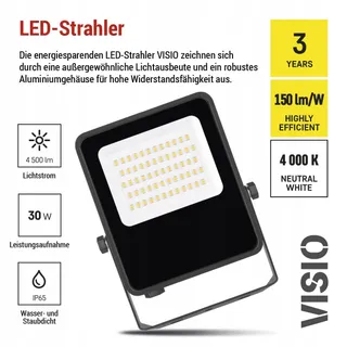EMOS VISIO LED Schijnwerper Waterdicht Neutraal Wit 30W 4500lm — miniatuur 2