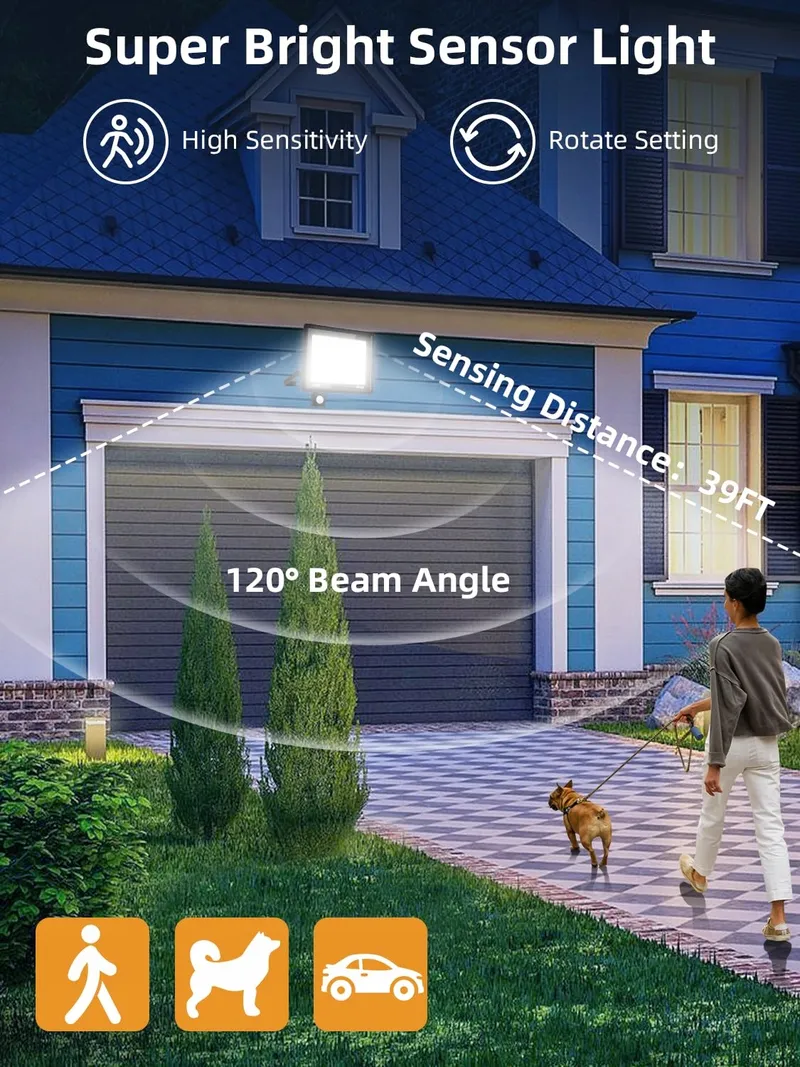 LITGLOBE LED Schijnwerper Buiten Met Bewegingsmelder 100W 10000LM IP66 — foto 3