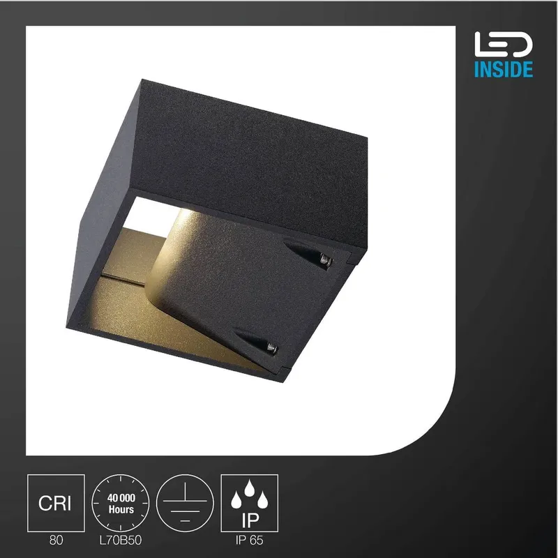 SLV LOGS WALL Wandlamp Aluminium Modern Zwart 13,2x13x8cm — foto 3