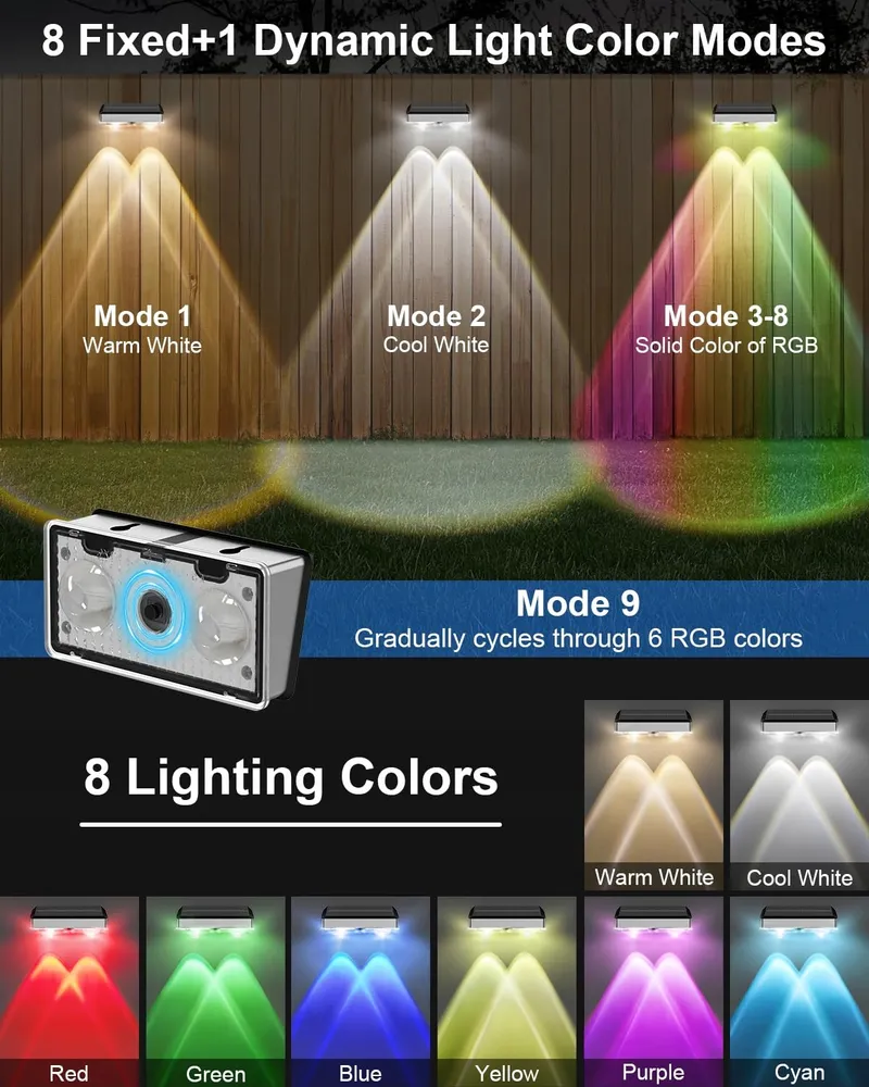 SONPEN Solarlampen Tuin Staal RGB Warmwit IP65 4 Stuks — foto 3