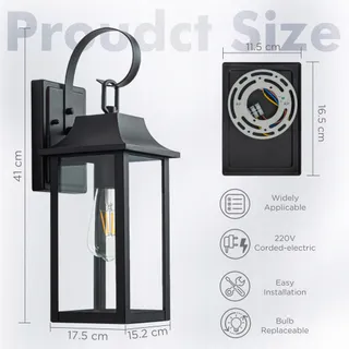 FTL Vintage Buitenwandlamp Zwart Waterdicht Tuin E27 IP44 — miniatuur 4