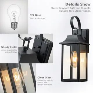 FTL Vintage Buitenwandlamp Zwart Waterdicht Tuin E27 IP44 — miniatuur 2