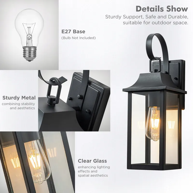 FTL Vintage Buitenwandlamp Zwart Waterdicht Tuin E27 IP44 — foto 2