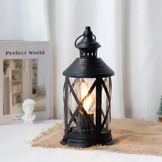 TRIROCKS LED Tafellamp Batterij Vintage Metaal Zwart 26cm — miniatuur 6