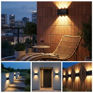 YRGEPOWK Solar LED Wandlamp Waterdicht Warmwit Tuin IP65 — miniatuur 7