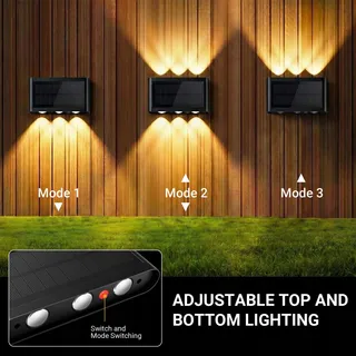 YRGEPOWK Solar LED Wandlamp Waterdicht Warmwit Tuin IP65 — miniatuur 4