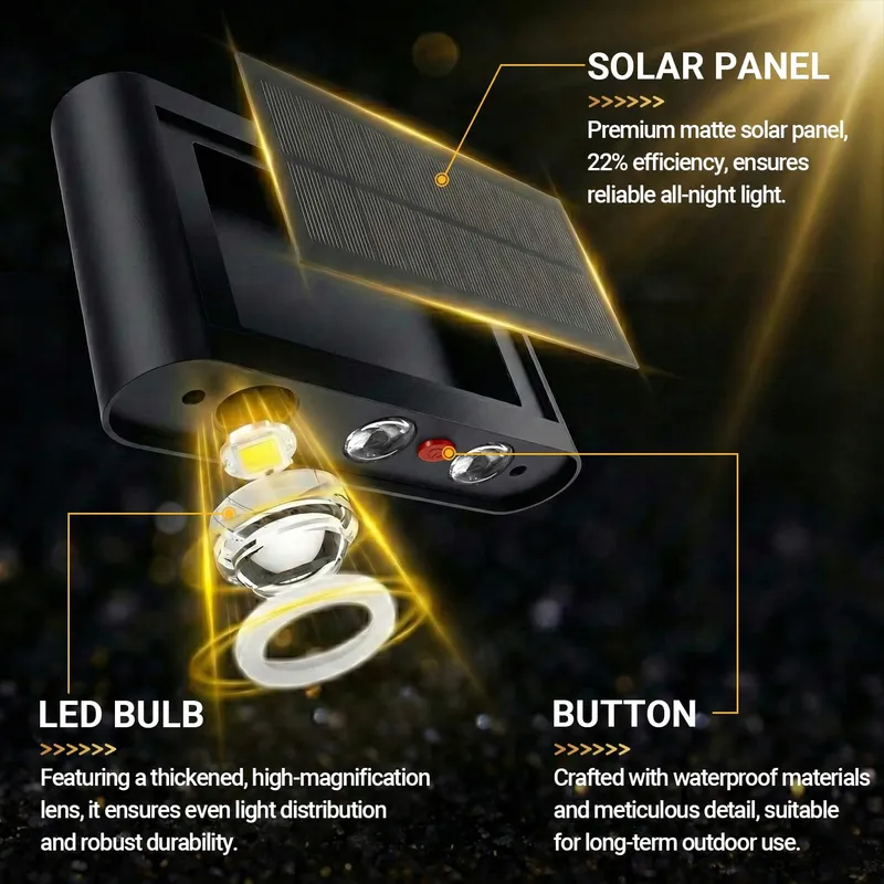 YRGEPOWK Solar LED Wandlamp Waterdicht Warmwit Tuin IP65 — foto 5