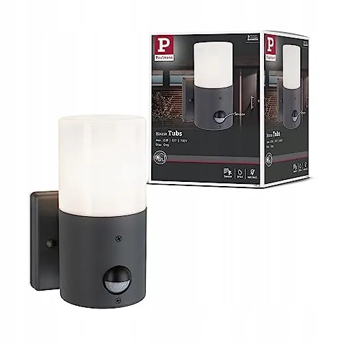 PAULMANN Buitenwandlamp Bewegingsmelder E27 Grijs Mat IP44 15W — foto 1