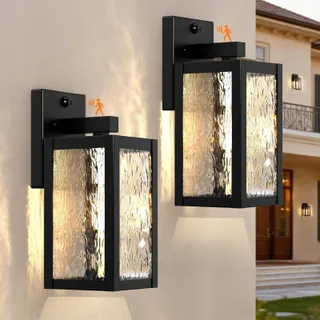 WONDLUMI Vintage Buitenlampen Bewegingssensor E27 Zwart IP44 230V — miniatuur 1