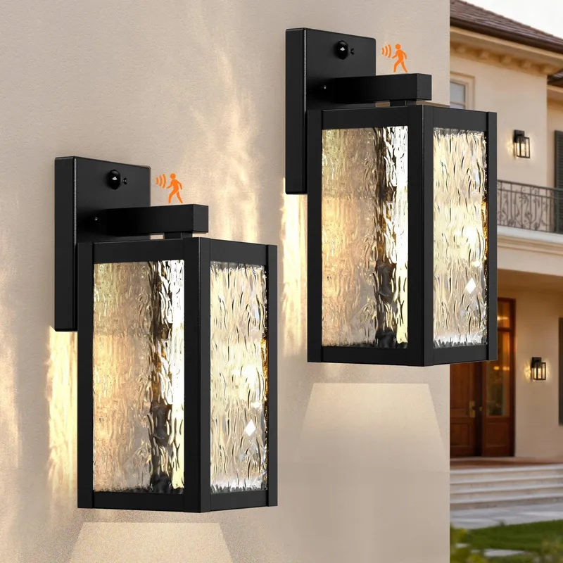 WONDLUMI Vintage Buitenlampen Bewegingssensor E27 Zwart IP44 230V — foto 1