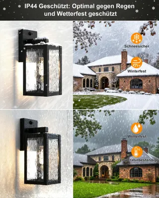 WONDLUMI Vintage Buitenlampen Bewegingssensor E27 Zwart IP44 230V — miniatuur 4