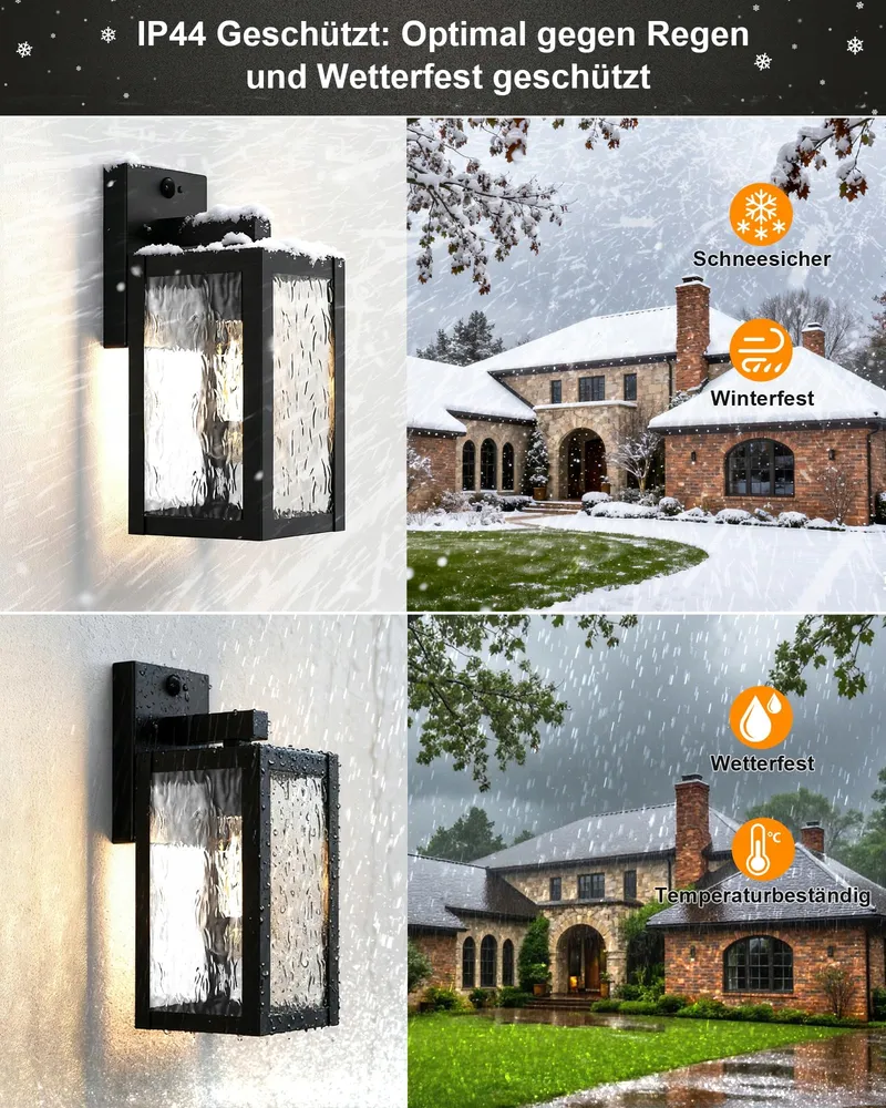 WONDLUMI Vintage Buitenlampen Bewegingssensor E27 Zwart IP44 230V — foto 4