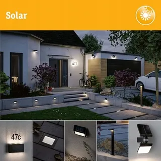 PAULMANN LED Solar Huisnummerlamp Zwart Vierkant IP44 — miniatuur 8
