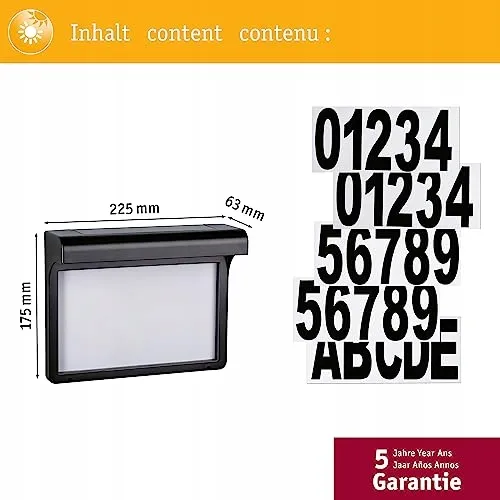 PAULMANN LED Solar Huisnummerlamp Zwart Vierkant IP44 — foto 4
