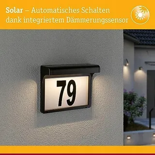 PAULMANN LED Solar Huisnummerlamp Zwart Vierkant IP44 — miniatuur 3