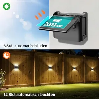 INTELAMP Solar Buitenwandlamp Timer Tuin Terras 2000mAh IP65 — miniatuur 4