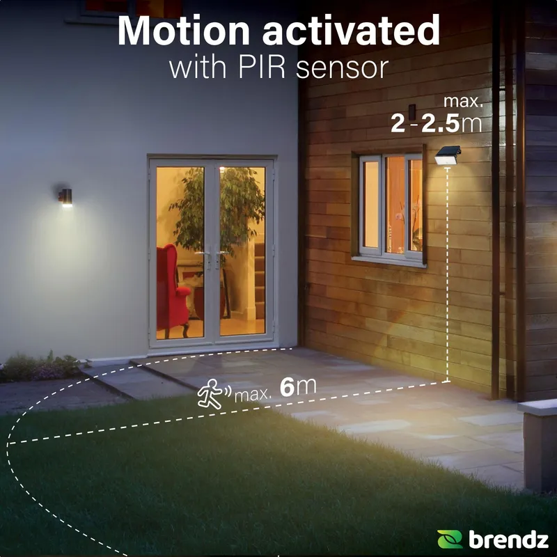 BRENDZ Solarlampen Buiten Bewegingssensor Waterdicht 1000lm IP54 — foto 4