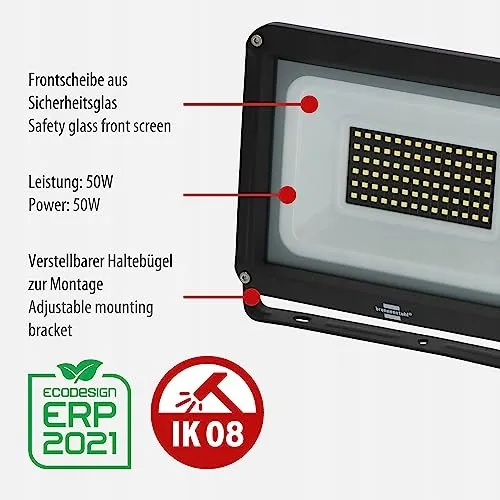 BRENNENSTUHL JARO 7060 LED Schijnwerper Aluminium 50W IP65 5800lm — foto 2