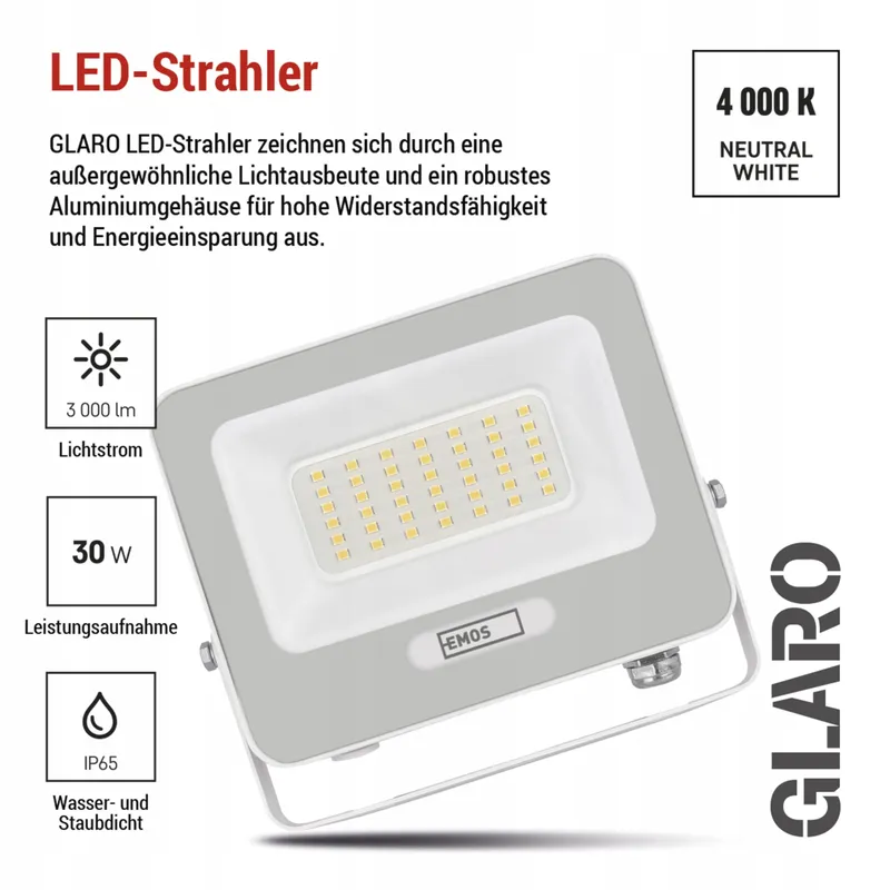 EMOS GLARO LED Schijnwerper Waterdicht Neutraal Wit — foto 2