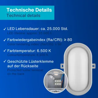 REV LED Vochtbestendige Plafond Wandlamp Ovaal IP44 — miniatuur 4