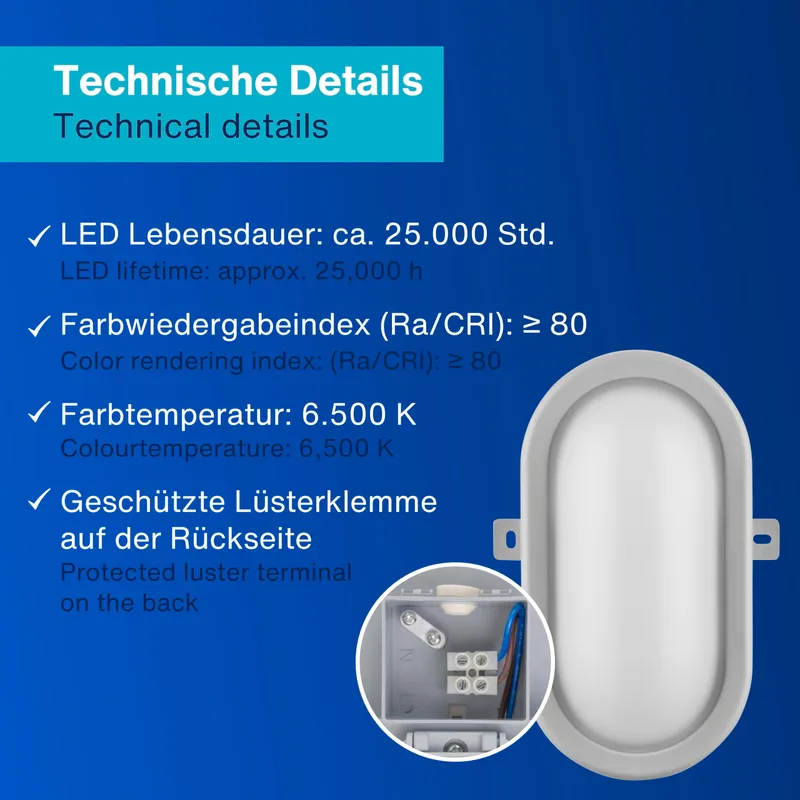 REV LED Vochtbestendige Plafond Wandlamp Ovaal IP44 — foto 4