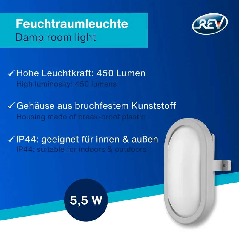 REV LED Vochtbestendige Plafond Wandlamp Ovaal IP44 — foto 2