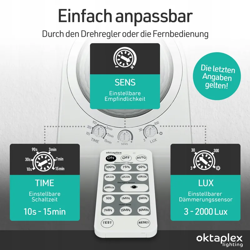 OKTAPLEX LED Schijnwerper Bewegingssensor Warmwit 26W 3000lm — foto 5