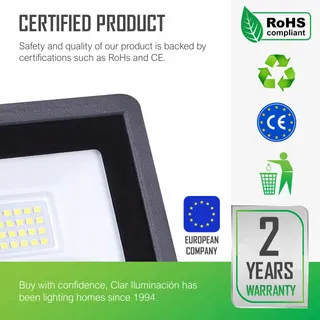 CLAR LED Schijnwerper Buiten Tuin Garage Neutraalwit 20W — miniatuur 3