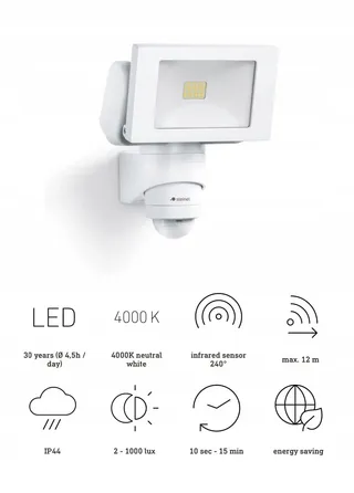 STEINEL LS 150 S LED Schijnwerper Bewegingssensor Wit 240° 12m 1375lm — miniatuur 4