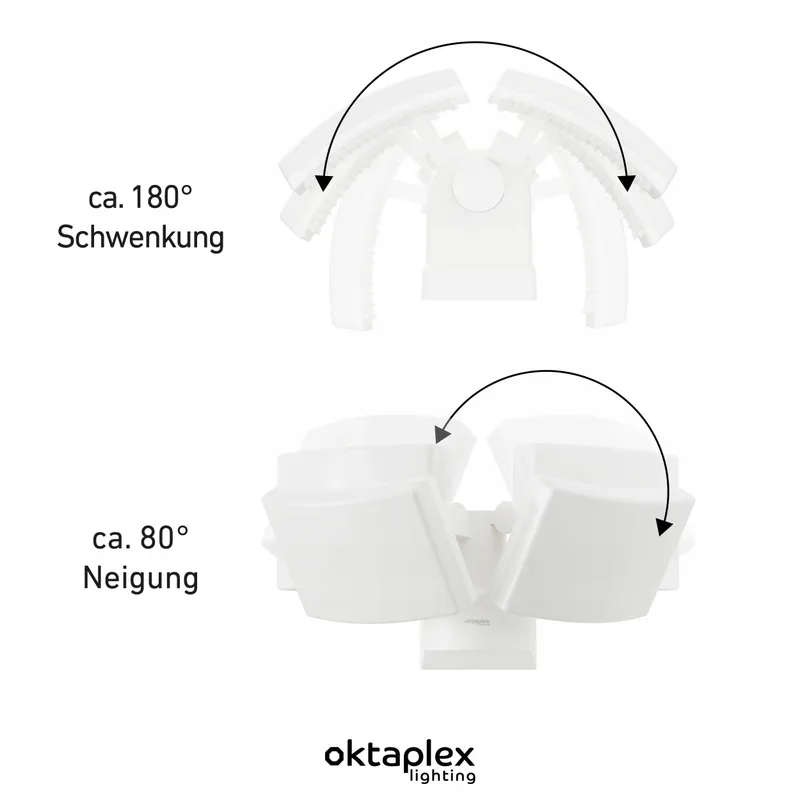 OKTAPLEX Cali Dos LED Buitenwandlamp Draaibaar Wit 40W IP65 — foto 5