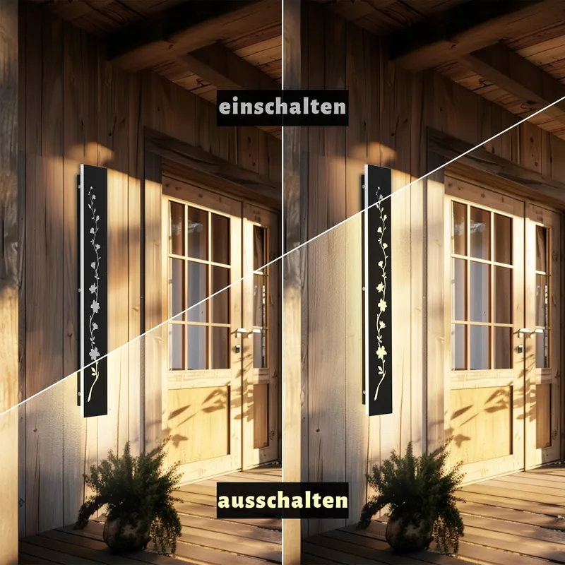 AOLED LED Buitenwandlamp Waterdicht Zwart Warm Wit 80cm — foto 4