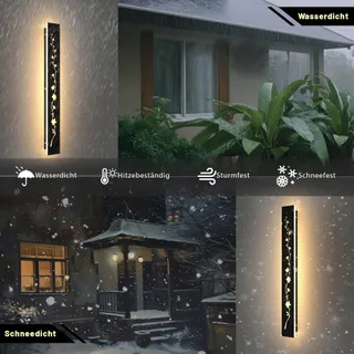 AOLED LED Buitenwandlamp Waterdicht Zwart Warm Wit 80cm — miniatuur 3