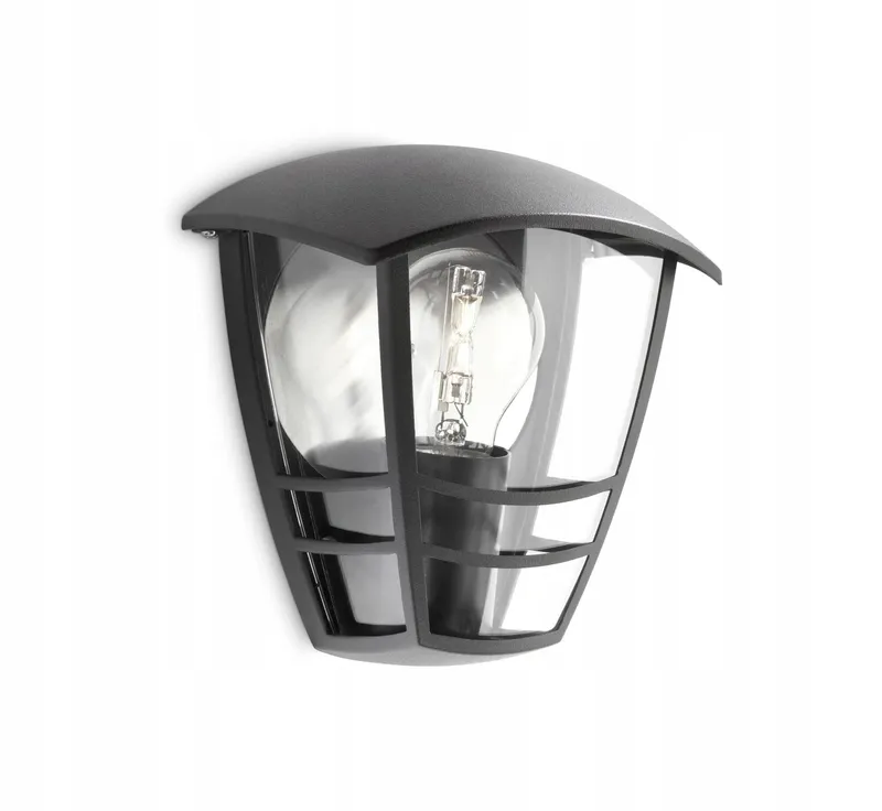 PHILIPS Creek Buitenwandlamp Zwart Waterdicht Tuin E27 IP44 — foto 1