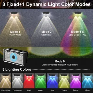 YIFMOO Solar LED Lampen Tuin Terras Trap RGB 4 Standen 4 Stuks — miniatuur 2