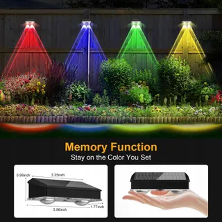 YIFMOO Solar LED Lampen Tuin Terras Trap RGB 4 Standen 4 Stuks — miniatuur 6