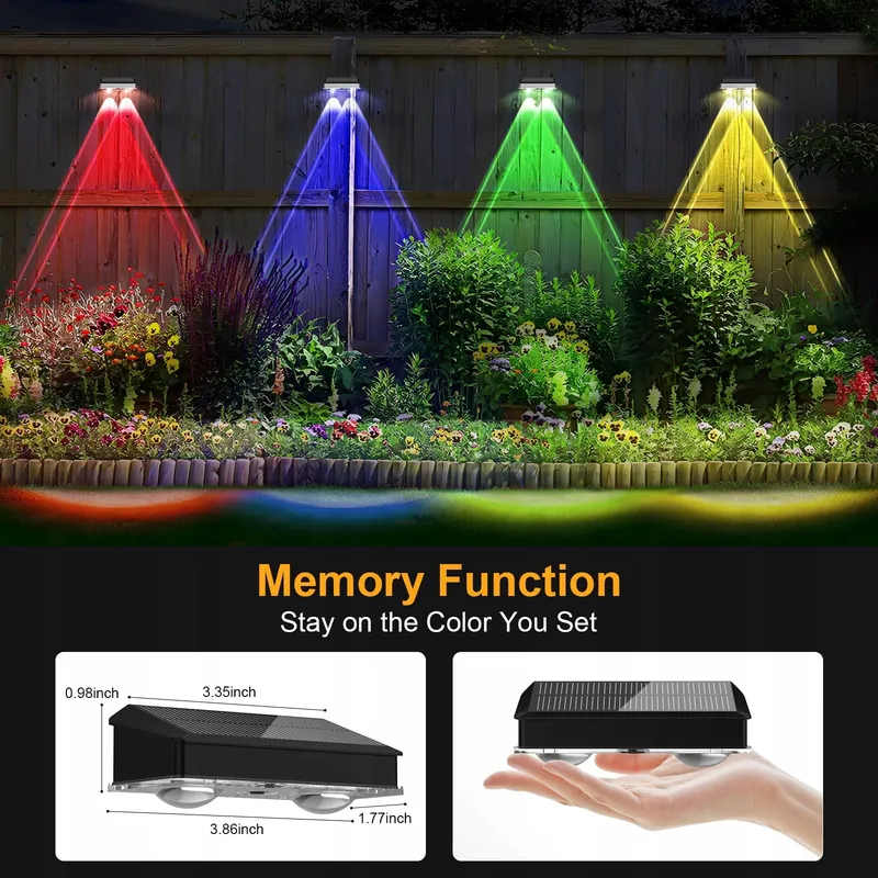 YIFMOO Solar LED Lampen Tuin Terras Trap RGB 4 Standen 4 Stuks — foto 6