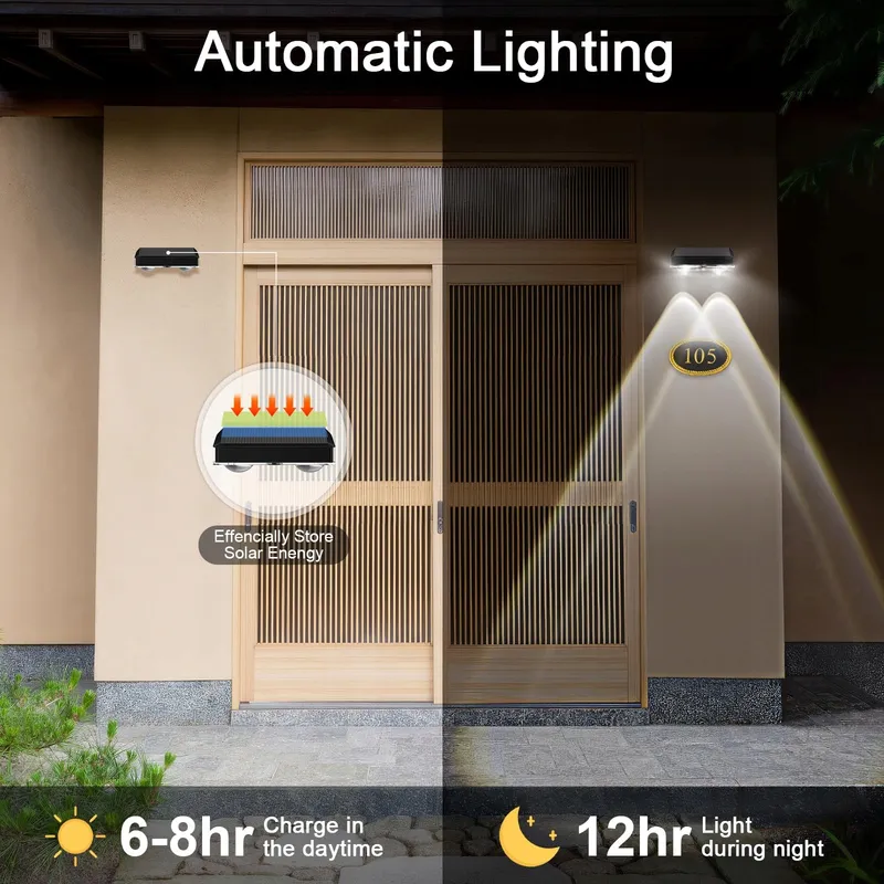 YIFMOO Solar LED Lampen Tuin Terras Trap RGB 4 Standen 4 Stuks — foto 3