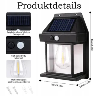 HQYNSS Solarlamp Bewegingssensor Waterdicht IP65 1200mAh — miniatuur 4