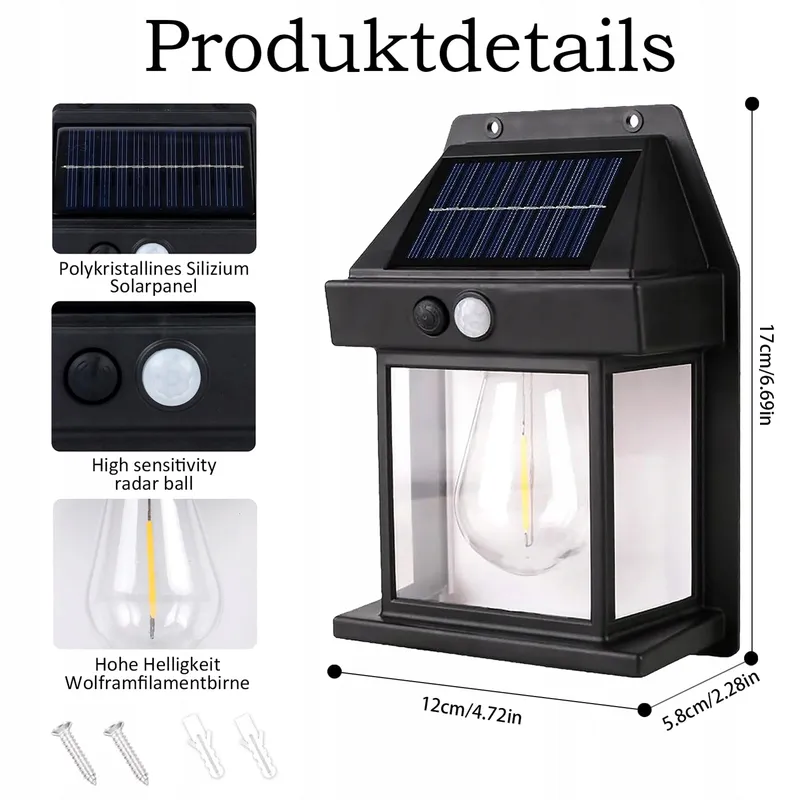 HQYNSS Solarlamp Bewegingssensor Waterdicht IP65 1200mAh — foto 4