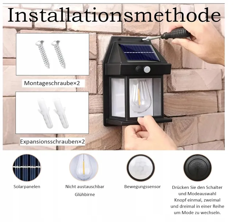 HQYNSS Solarlamp Bewegingssensor Waterdicht IP65 1200mAh — foto 6