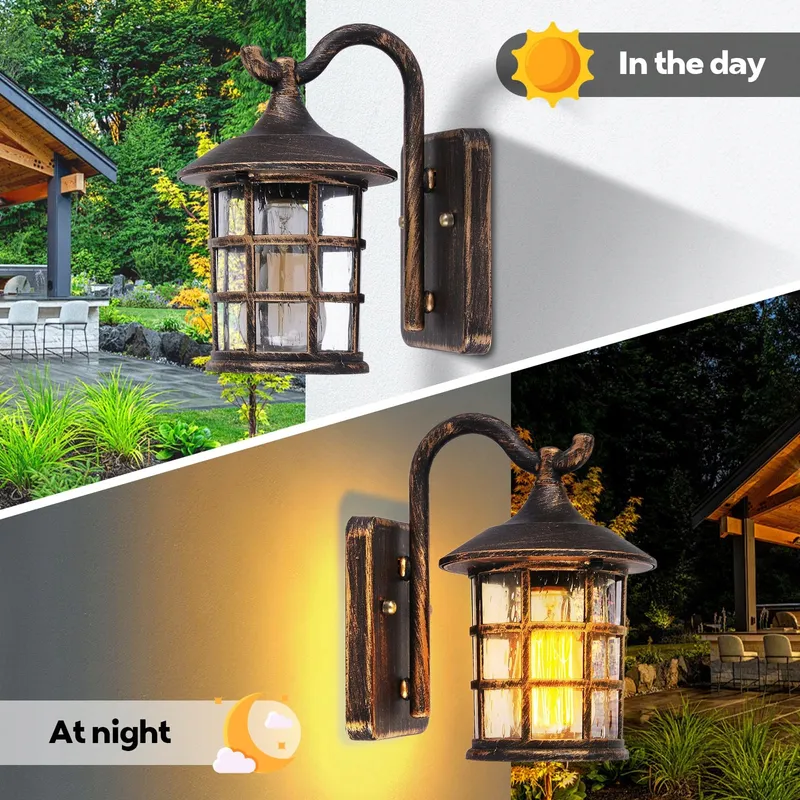 SUZNIU Vintage Buitenwandlamp Waterdicht E27 Glas Terras — foto 5