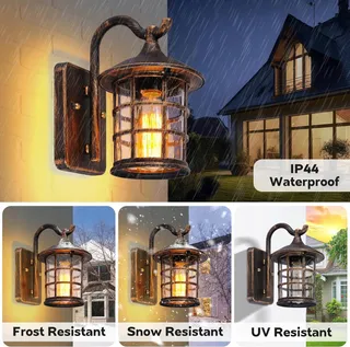 SUZNIU Vintage Buitenwandlamp Waterdicht E27 Glas Terras — miniatuur 2