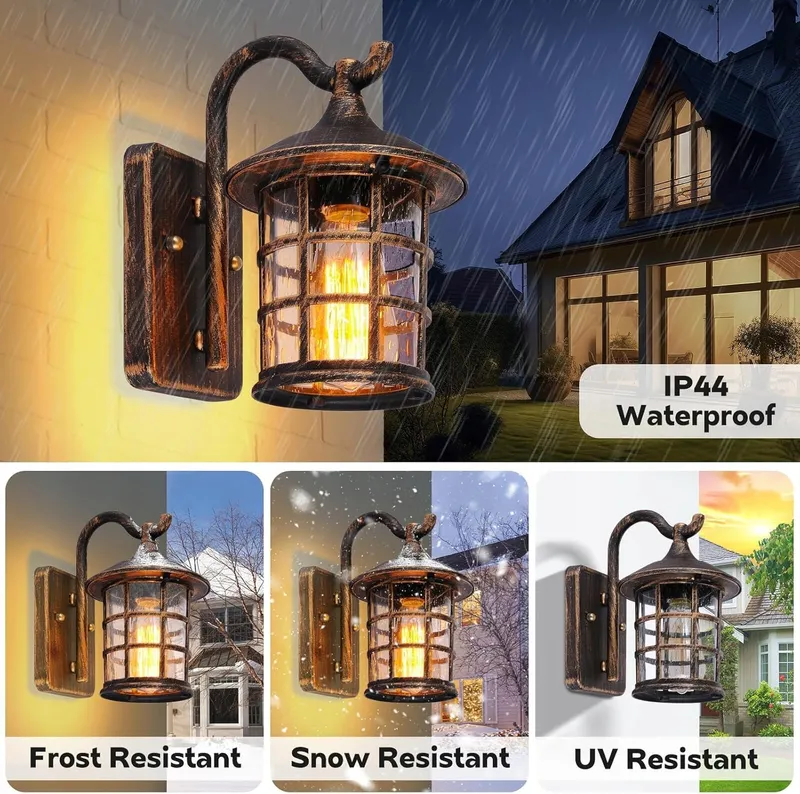 SUZNIU Vintage Buitenwandlamp Waterdicht E27 Glas Terras — foto 2