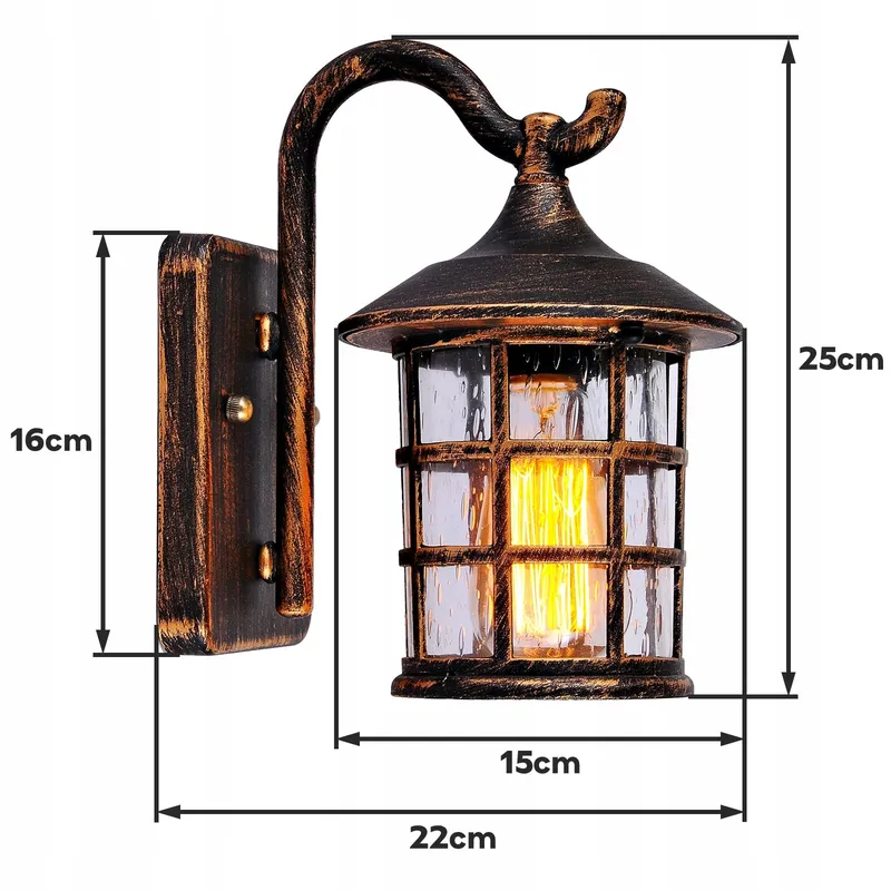 SUZNIU Vintage Buitenwandlamp Waterdicht E27 Glas Terras — foto 8
