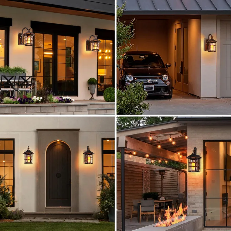 SUZNIU Vintage Buitenwandlamp Waterdicht E27 Glas Terras — foto 6