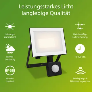 PHILIPS Lois LED Schijnwerper Bewegingssensor Zwart 20W 3000K — miniatuur 2