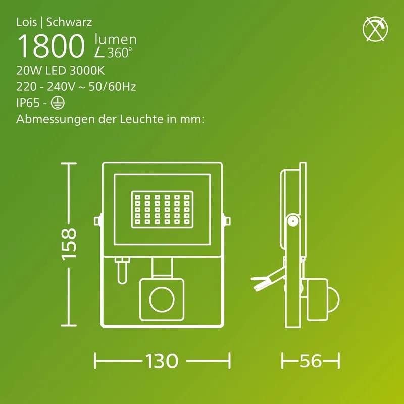 PHILIPS Lois LED Schijnwerper Bewegingssensor Zwart 20W 3000K — foto 3